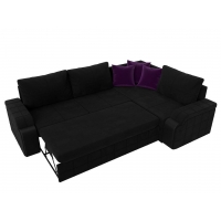 Угловой диван Николь (микровельвет чёрный фиолетовый) - Изображение 4